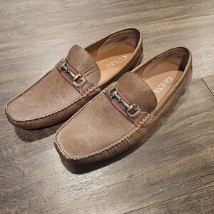 GUESS Tan Loafers with Gold Accent